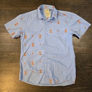 Mens Clandestina Cuba Blue and Orange Patterned Men's Shirt